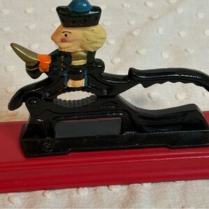 VTG Nutcracker Soldier King Iron on Wood Base 7.5"